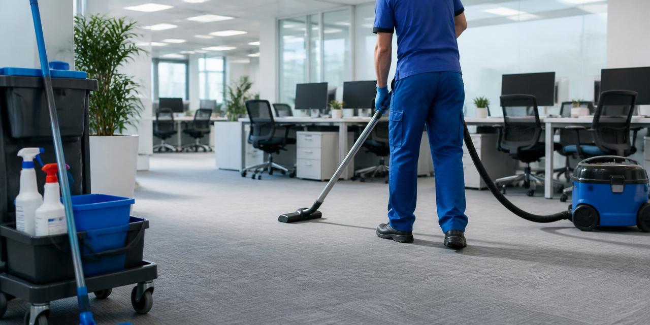 Professional cleaning team at work
